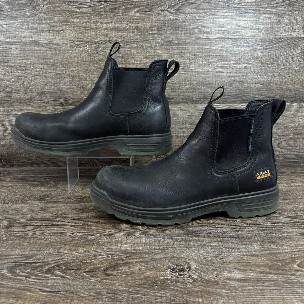 Ariat Work Turbo Chelsea Boots Mens 11.5D Black Leather Waterproof Composite Toe